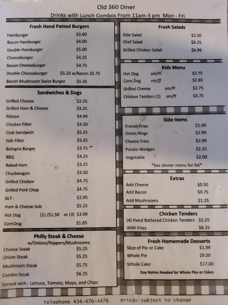 Old 360 Diner Menu image 4